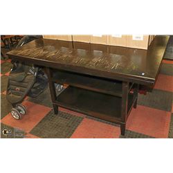 BAR HEIGHT TABLE WITH GLASS INSERT 57 X 42 X 36