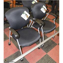 LOT OF 3 BLACK & GREY WAITING ROOM CHAIRS ON WHEES