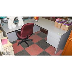 GREY CORNER OFFICE DESK SOLD WITH BLACK & RED