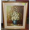 Image 1 : FRAMED OIL PAINTING FLORAL WOODEN FRAME OIL