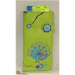 GREEN & BLUE PEACOCK SHAG WEAR LADYS WALLET
