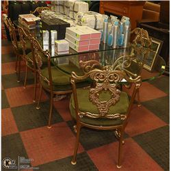 DELUXE CAST IRON & GLASS 10PC DINING SET, INCLUDES