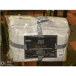NEW GREY ALLURE 6 PIECE TOWEL SET, 100% COMBED