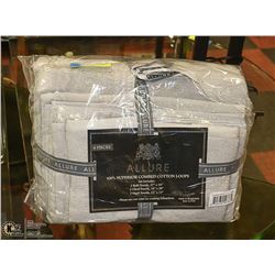 NEW GREY ALLURE 6 PIECE TOWEL SET, 100% COMBED