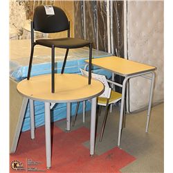 NEW ADJUSABLE HEIGHT DESK WITH MATCHING TABLE &