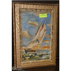 VINTAGE PAINTING -'BOAT ON SEA'