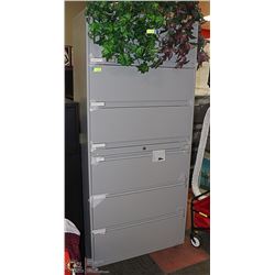 6.5 FOOT NEW GREY 6 DRAWER FILING CABINET