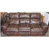 Image 1 : BROWN LEATHERETTE RECLINING SOFA WITH CONSOLE