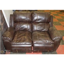 BROWN LEATHERETTE RECLINING LOVESEAT