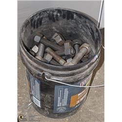 BUCKET OF LARGE NUTS & BOLTS