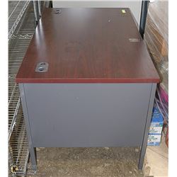 NEW WOOD TONE TOP METAL DESK WITH ARMCHAIR