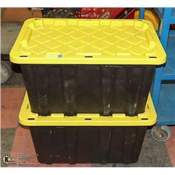 TWO HEAVY DUTY TOTES WITH LIDS