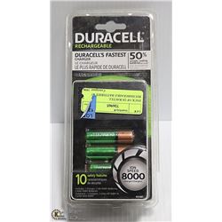 PACK OF DURACELL RECHARGEABLE BATTERIES W/ CHARGER