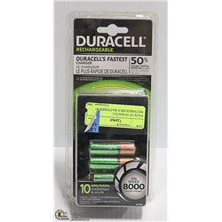 PACK OF DURACELL RECHARGEABLE BATTERIES W/ CHARGER