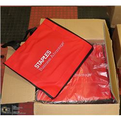 CASE OF 100  STAPLES BRAND - RED/BLACK SHOPPING