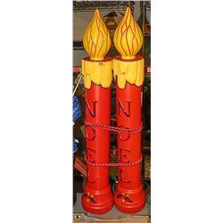 TWO VINTAGE BLOW MOLD CHRISTMAS DECORATIONS.