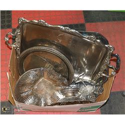 FLAT OF SILVER BOWLS, TRAYS