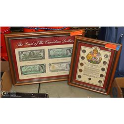 FRAMED CANADIAN BILL COLLECTION SOLD WITH FRAMED