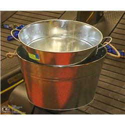 2 MULTI USE METAL TUBS FOR STORAGE,COLD DRINKS ETC