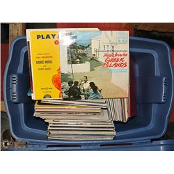 TOTE OF VINYL RECORDS