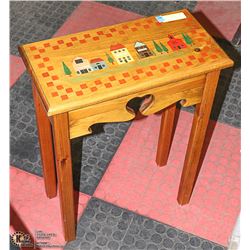 FOLK ART SIDE TABLE- MEASURES 18 X 9 1/2 X 24