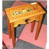 Image 1 : FOLK ART SIDE TABLE- MEASURES 18 X 9 1/2 X 24