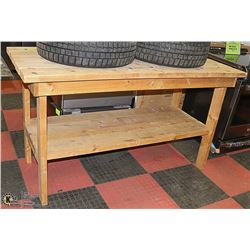 SOLID WOOD WORK BENCH- 64"L X 28"W X 36"H