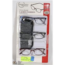 LDS DESIGN OPTICS F. GRANT READING GLASSES +3.00