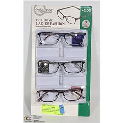 LDS DESIGN OPTICS F. GRANT READING GLASSES +2.00