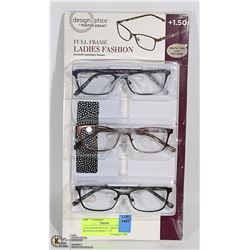 LDS DESIGN OPTICS F. GRANT READING GLASSES +1.50