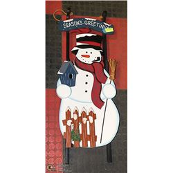 SOLID WOOD 3 FOOT TALL SNOWMAN