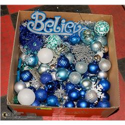 LARGE BOX FULL OF BLUE, SILVER & WHITE