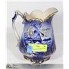 Image 1 : ANTIQUE DUTCH FLOW BLUE AND GOLD TRIMMED PITCHER