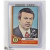 Image 1 : AUTOGRAPHED DON CHERRY 1974 OPC ROOKIE CARD BRUINS