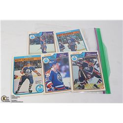 LOT OF FIVE 1980s OILERS HOCKEY CARDS: BRETT