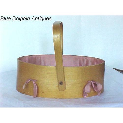 Antique Maine Shaker Sewing Basket Box 1273815