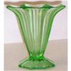 Image 1 : Davidson Art Deco Fluted Green Glass Vase #1293190