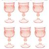 Image 1 : Pink Depression Glass Diamond Point Goblet Set #1293421