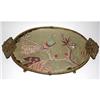 Image 1 : Ornate Brass Oval Tray with Velvet Peacock #1293521