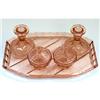 Image 1 : Pink Depression Glass Art Deco Vanity Set #1293524