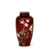 Image 1 : Japanese Pigeon Blood Cloisonne Vase Bamboo #1293642