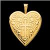 Image 1 : 14k GOLD HEART LOCKET w CROSS  #1303911