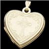 Image 1 : 14K GOLD HEART LOCKET Pendant w CROSS #1303961