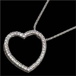 WhiteGold Necklace HEART w DIAMONDS! #1303981