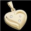 Image 1 : 14k Gold HEART PENDANT 3 DIAMONDS! #1304074