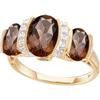 Image 1 :  14K GOLD RING SMOKEY QUARTZ w DIAMONDS #1304104