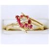 Image 1 : 14k Gold Ring DIAMOND w  RUBYS  #1304254