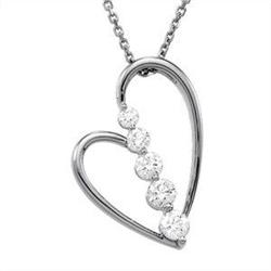 14K WHITE GOLD HEART PENDANT 5 DIAMONDS  #1304331