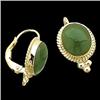Image 1 : 14k Yellow Gold GREEN JADE EARRINGS #1304343