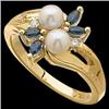 Image 1 : 14k  Ring PEARLS DIAMONDS SAPPHIRES #1304378